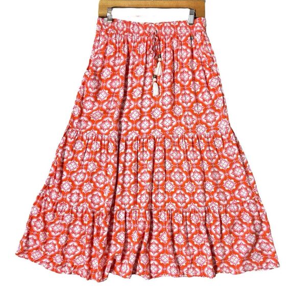 Brakeburn Dresses & Skirts - Boho Tiered Maxi Skirt Size 10 Pockets Tassels Peasant Cottagecore Prairie Y2K